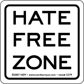 Hate Free Zone Sticker