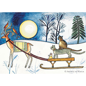 Midwinter Cats 12 Note Card Set